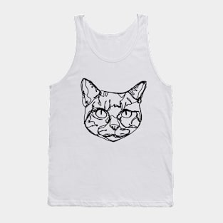 Black Cat Outline Design Tank Top